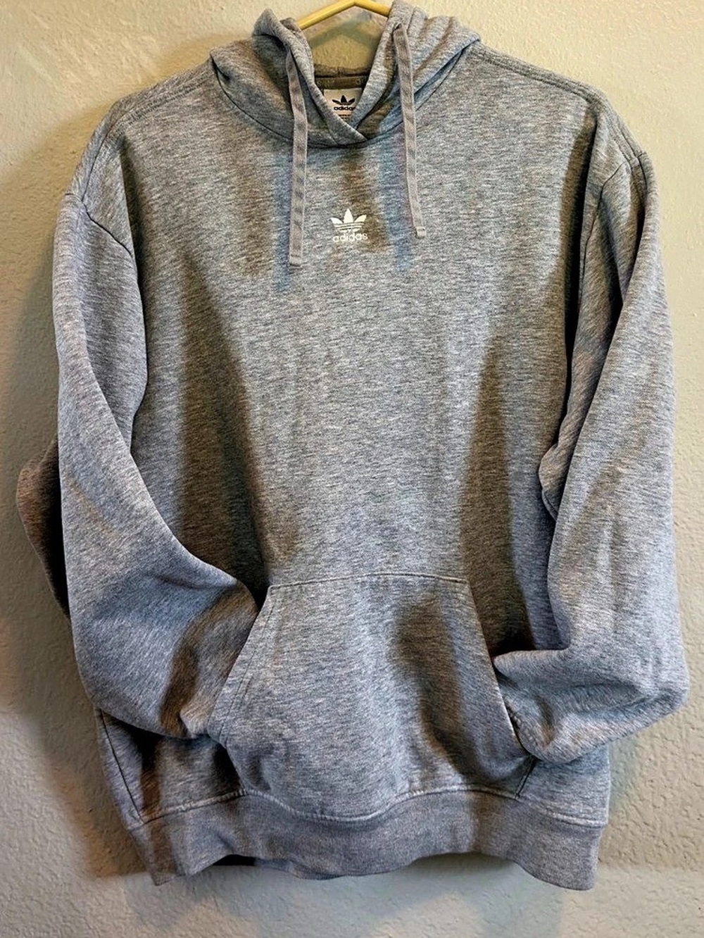 adidas Essentials Oversized Fleece Hoodie Oversized Fleece Hoodie in Gray Size